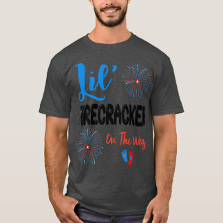 Lil' Firecracker On The Way Cute 4th of July Pregn T-Shirt