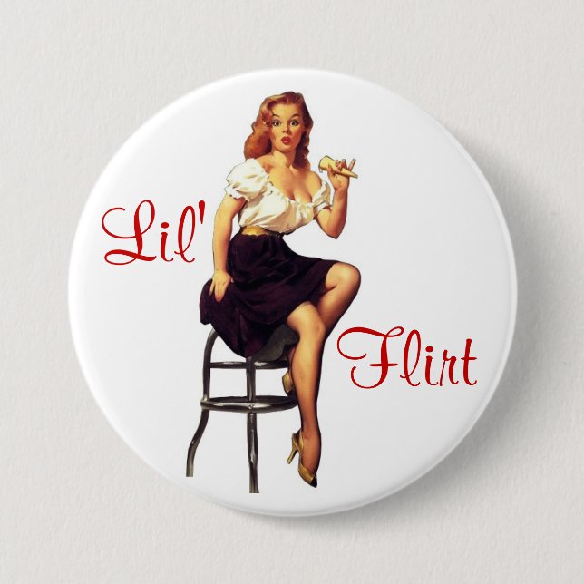 Lil' Flirt Pin-Up 3 Inch Round Button (Front)