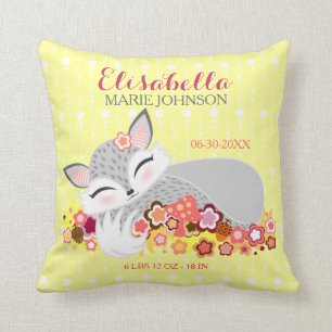 Lil Foxie Cub - Custom Birth Announcement Pillow
