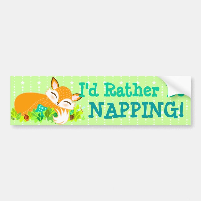 Lil Foxie Cub - RATHER BE NAPPING Bumper Sticker (Front)