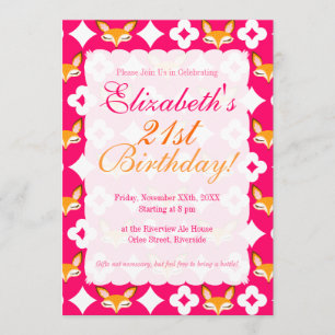 Lil Foxie - Cute Fox Pattern Custom Invitations