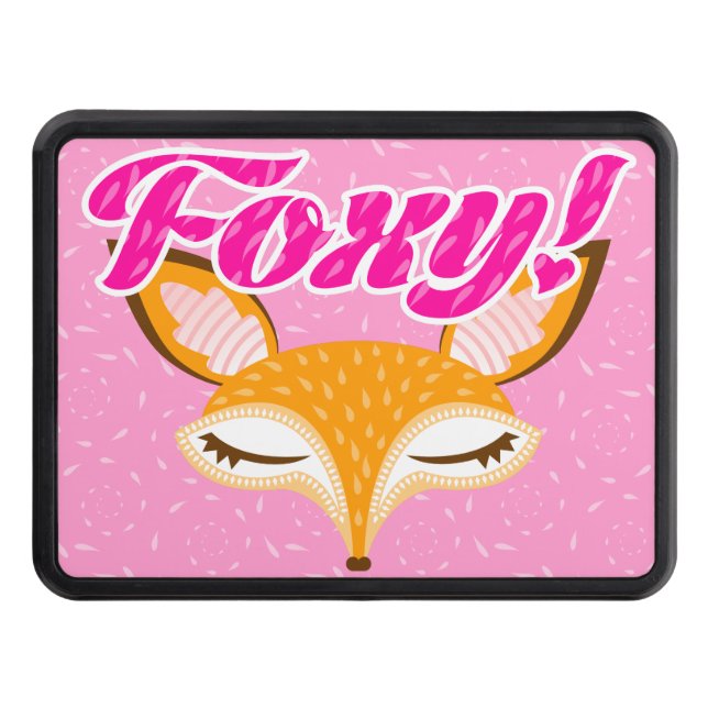 Lil Foxie - Cute Pink "Foxy!" Girly Trailer Hitch Trailer Hitch Cover (Front)