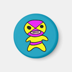 Li'l Lucha Libre Wrestler Magnet (Yellow-Pink)