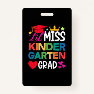 Lil Miss Kindergarten Grad Prek Graduation Badge
