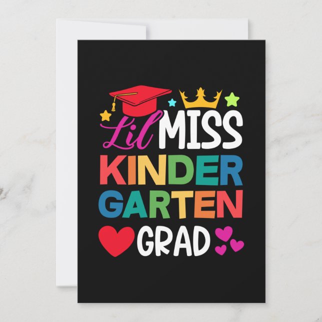 Lil Miss Kindergarten Grad Prek Graduation Invitation (Front)