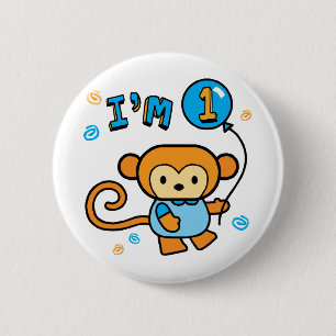 Lil Monkey 1st Birthday 2 Inch Round Button