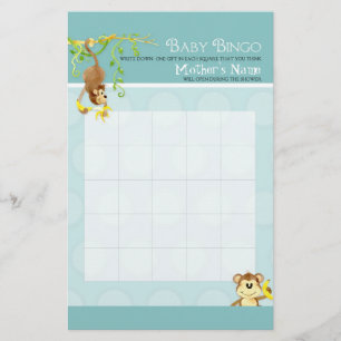 Lil Monkey,  Baby Boy Shower Bingo n Scramble Game