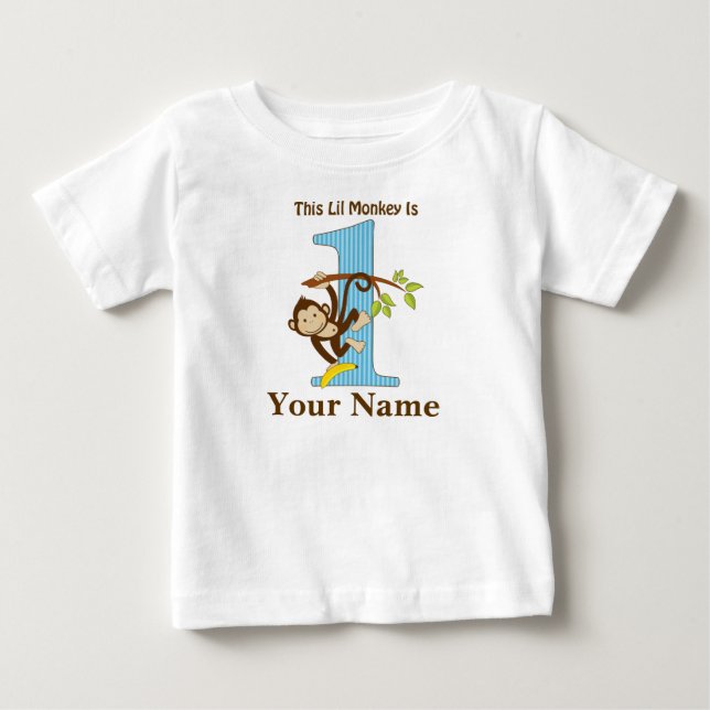 Lil Monkey First Birthday Tshirt Personalized (Front)