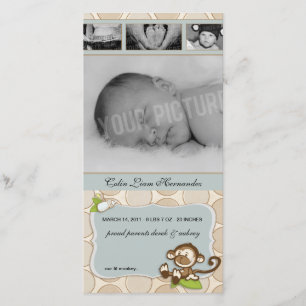 Lil Monkey New Baby Birth Announcements