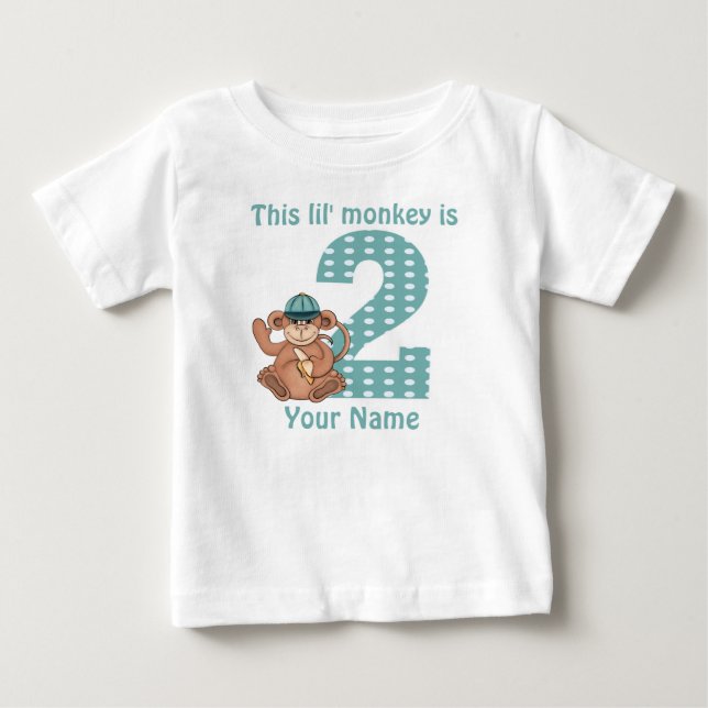 Lil Monkey Personalized 2nd Birthday Shirt (Front)