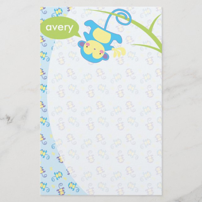 Lil' Monkey Personalized Stationery (Front)