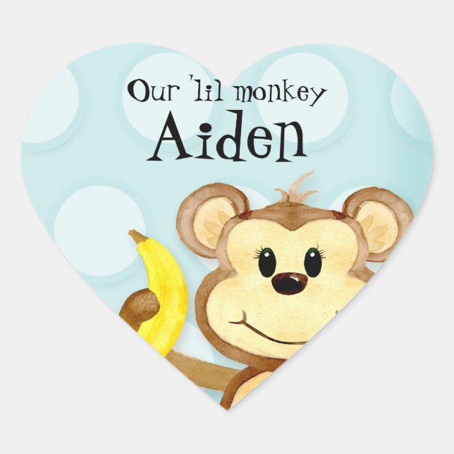 Lil Monkey, Sticker Baby shower fille (Devant)