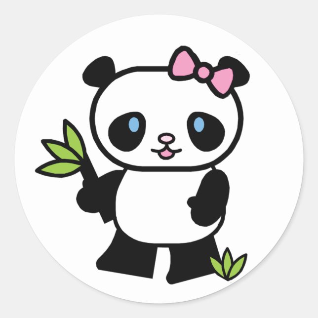 Lil Panda Girl Classic Round Sticker (Front)