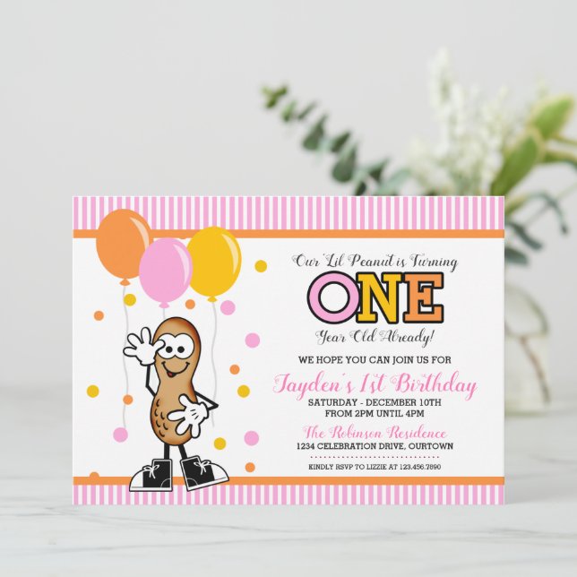 Lil Peanut ONE (fille) Invitation d'anniversaire (Debout devant)