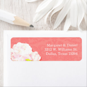 Lil Peony Blooms Coral Reef Wedding Address Labels