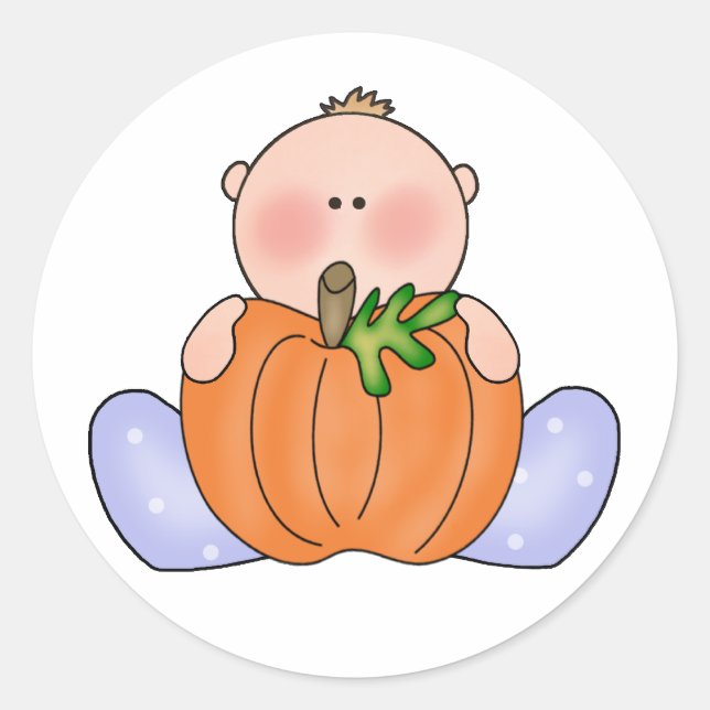 Lil Pumpkin Baby Boy Classic Round Sticker (Front)