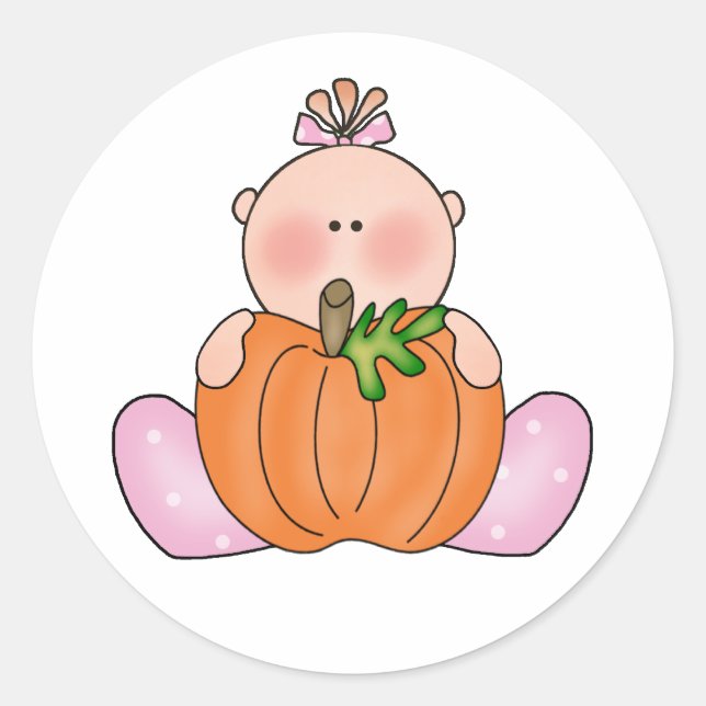 Lil Pumpkin Baby Girl Classic Round Sticker (Front)