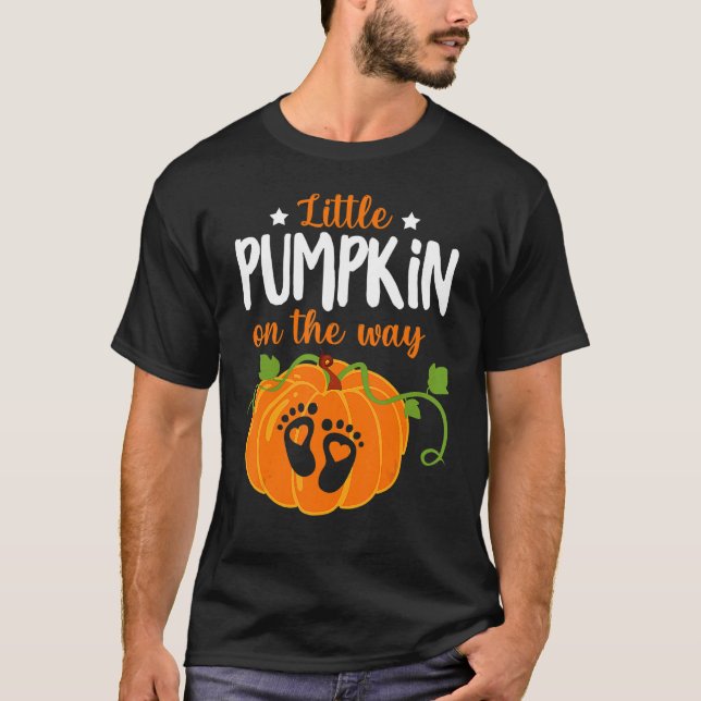 Lil Pumpkin Baby On The Way Pregnancy Announcement T-Shirt (Front)