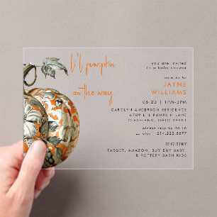 Li'l Pumpkin Baby Shower Acrylic Invitations