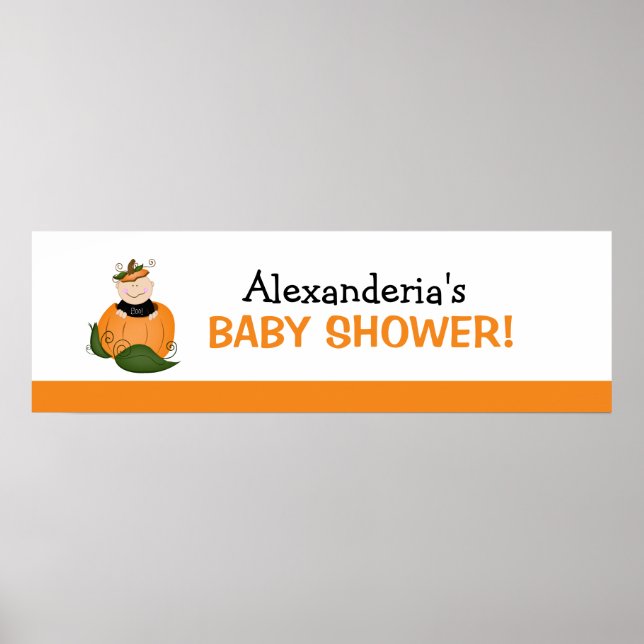 Lil Pumpkin Baby Shower Banner Poster Print (Front)