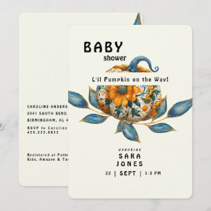 L'il Pumpkin on the Way Colourful Baby Shower Invitation