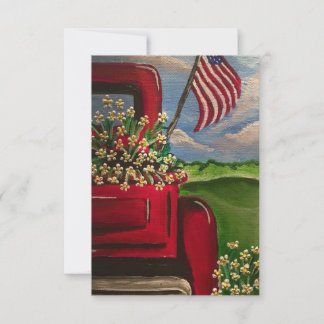 Lil Red Truck Americana Patriotic Note Cartes