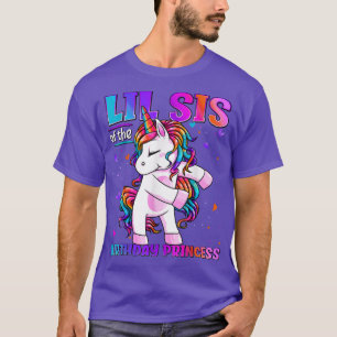 Lil Sis of the Birthday Princess Flossing Unicorn T-Shirt