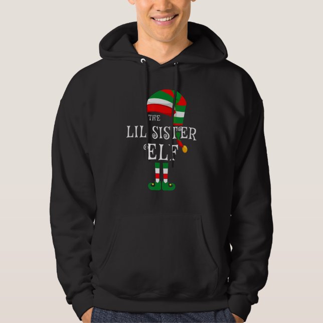 Lil Sister Elf Family Christmas Matching Pyjamas G Hoodie (Front)