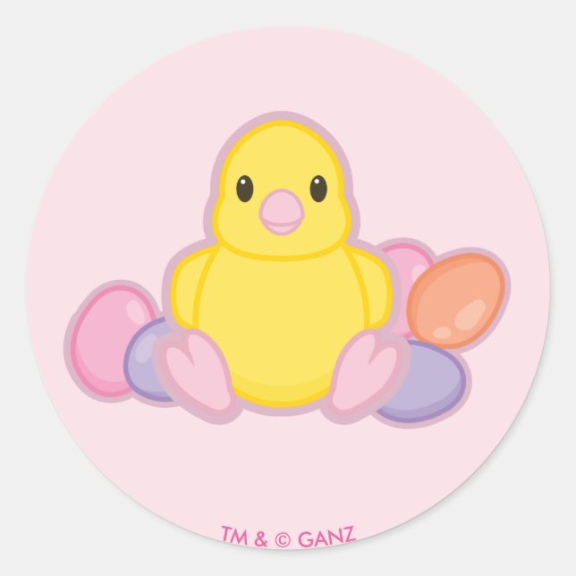 Lil Spring Chick Pattern Classic Round Sticker (Front)
