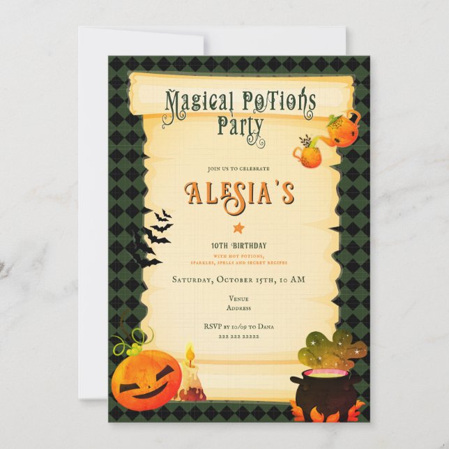 Lil' Wizards Witches & Potions Halloween Birthday Invitation (Front)