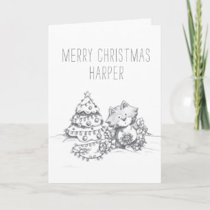 Lil Wolf Christmas Tree Card