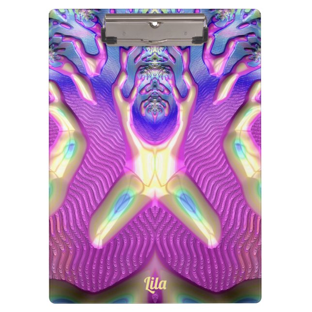 LILA ~ BIZARRE 3D! ~ Blue Yellow Pink original ~  Clipboard (Front)