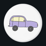 Lila Cartoon Auto Magnet<br><div class="desc">Ein lilafarbenes Cartoon-Auto.</div>