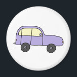 Lila Cartoon Auto Magnet<br><div class="desc">Ein lilafarbenes Cartoon-Auto.</div>