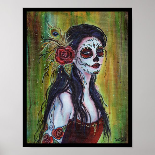 Lila day of the dead poster print by Renee Lavoie (Front)
