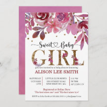 Lila et Gold Confetti Invitation Baby shower fille