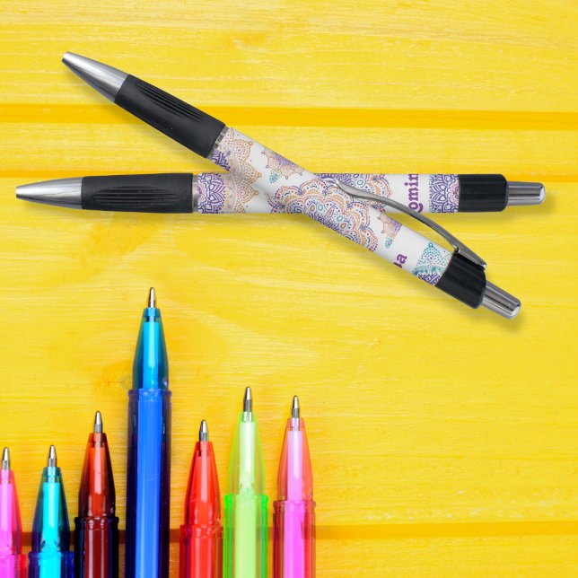 Lila Flower Mandala Colourful pattern personalized Pen (Lila Flower Mandala Colorful pattern personalized Pen)