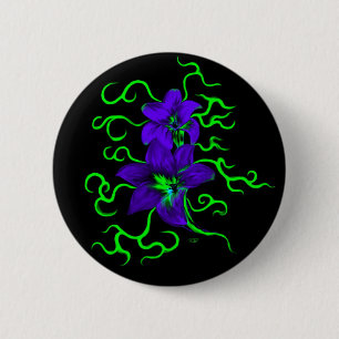 lila Lilie Blume 2 Inch Round Button