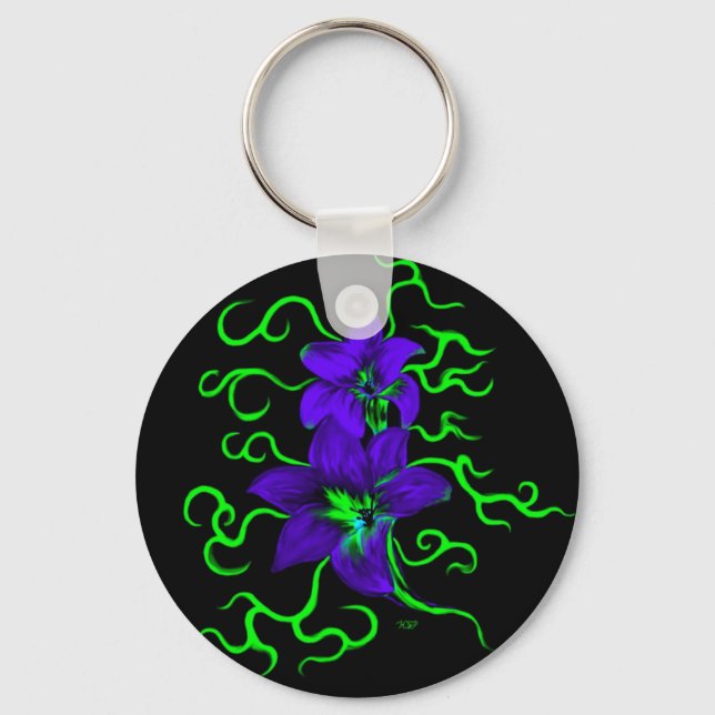 lila Lilie Blume Keychain (Front)