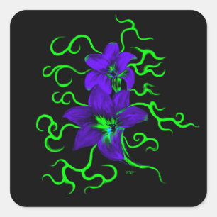 lila Lilie Blume Square Sticker