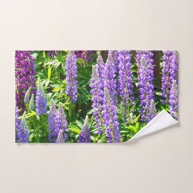 Lila violet rose rose Lupin Fleurs polyphyllus (Serviette à main)