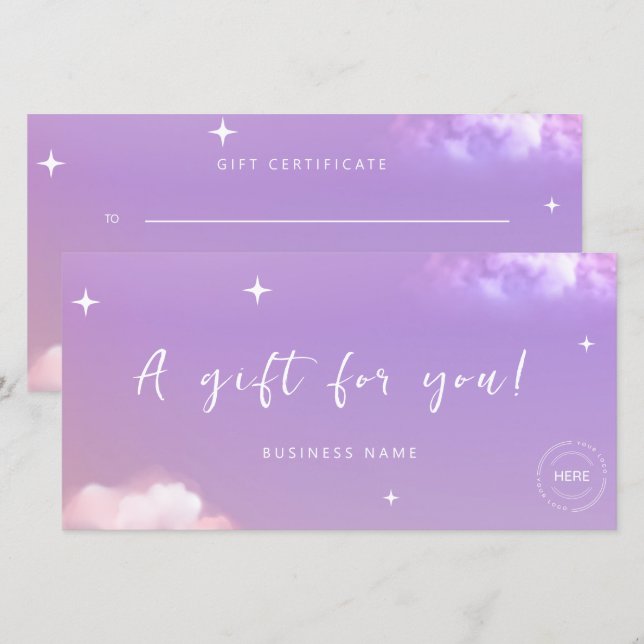 Lilac A Gift For You Gift Certificate (Front/Back)
