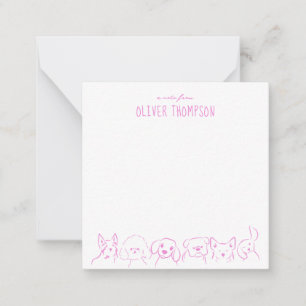 Lilac A Note From Cute Dog Animal Sketch Note Card