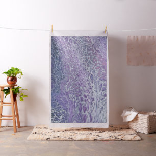 Lilac Acrylic Pouring Abstract Fluid Art Fabric