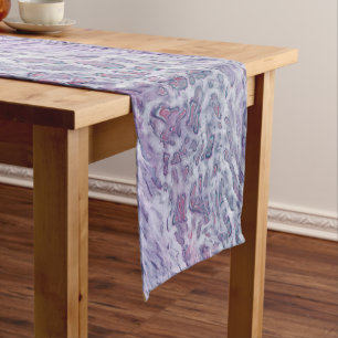 Lilac Acrylic Pouring Abstract Fluid Art Short Table Runner