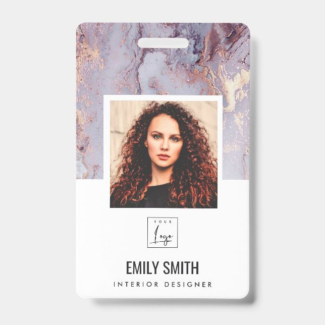 LILAC AGATE EMPLOYEE PHOTO BAR CODE NAME BADGE (Front)