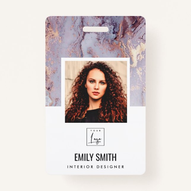 LILAC AGATE EMPLOYEE PHOTO BAR CODE NAME BADGE (Front)