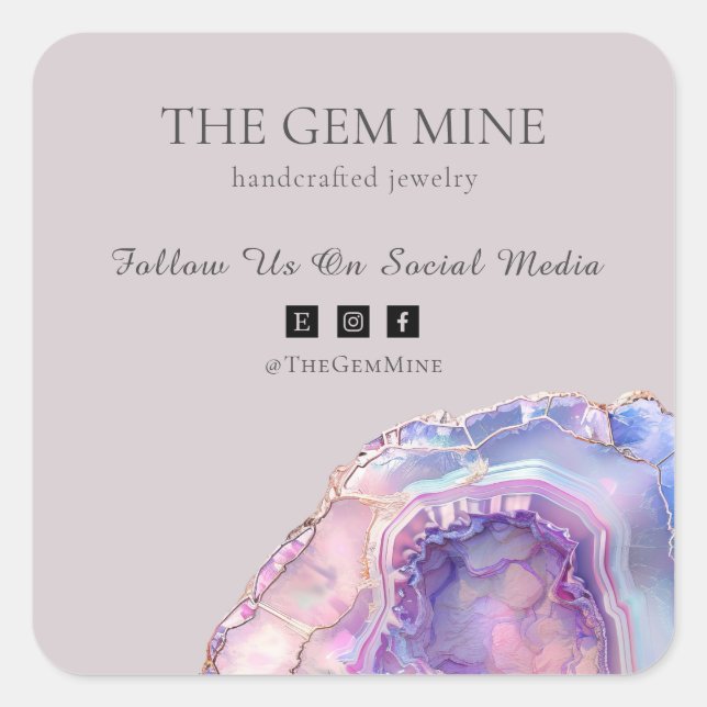 Lilac Agate Small Business Square Sticker (Front)
