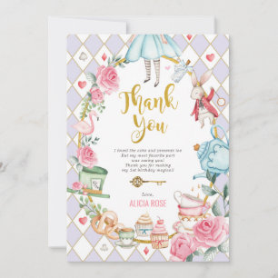 Lilac Alice in Wonderland Tea Party Thank You Card