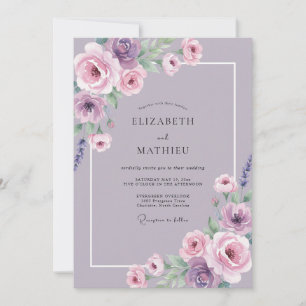 Lilac Amethyst Petal Wedding Invitation